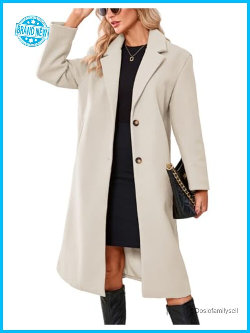 Womens Wool Blend Long Peacoat Notch Lapel Single Breasted Winter Coat